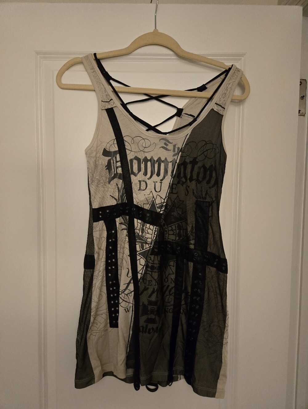Salvage Cream and Black Studded Graphic Mini Dress - Picture 2 of 9